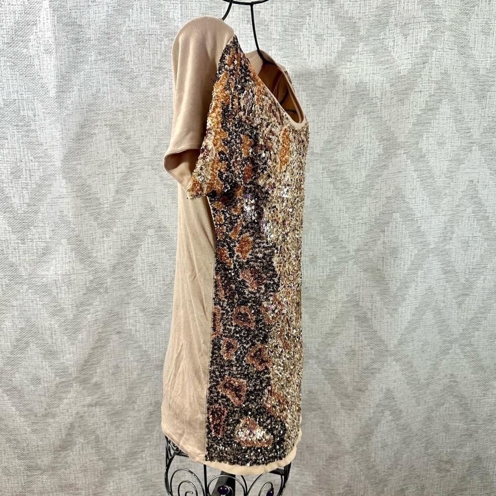 Sundance tan multi-color sequin scoop neck blouse size M - Picture 6 of 10